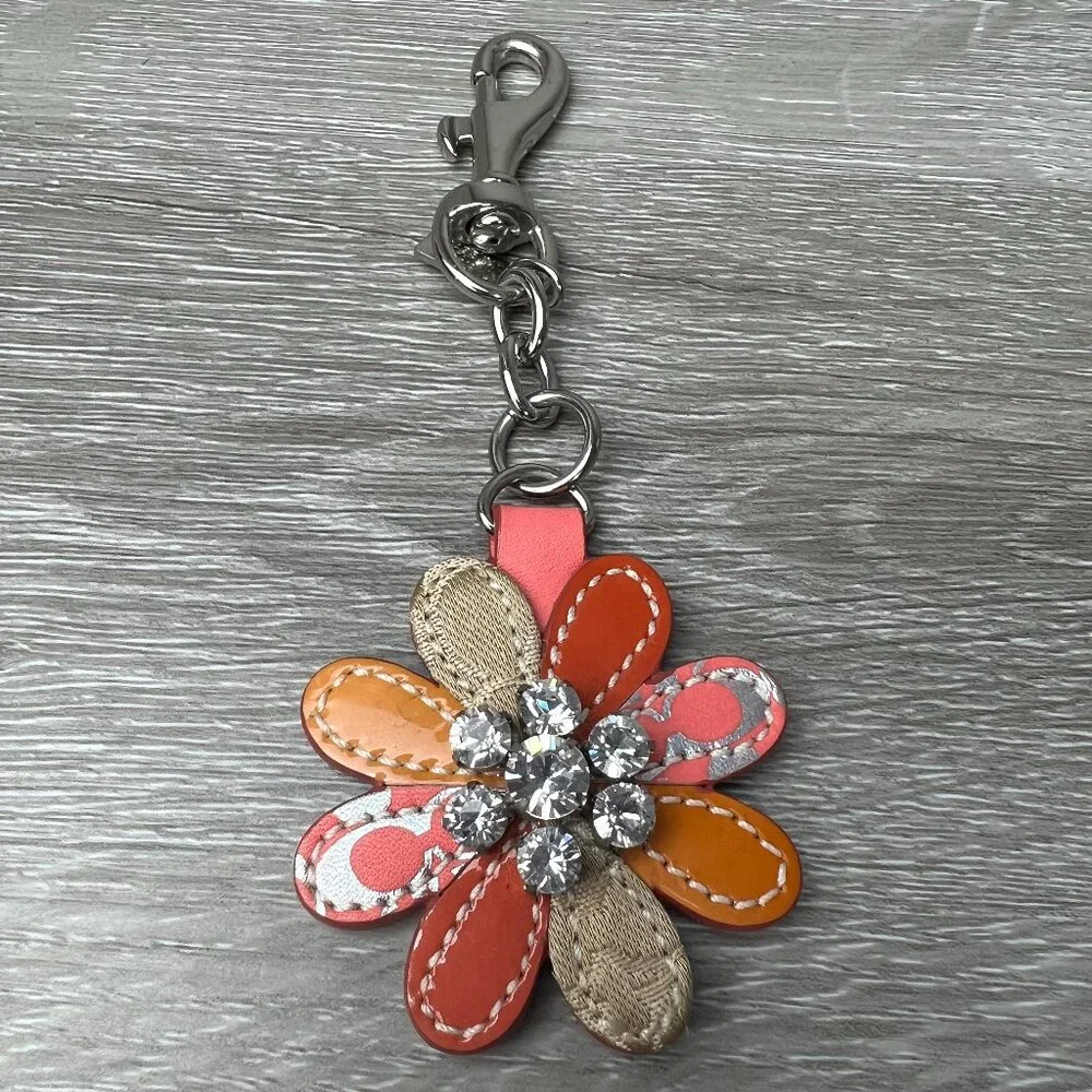 Vintage Rare Coach Patchwork Daisy Keychain Hangtag